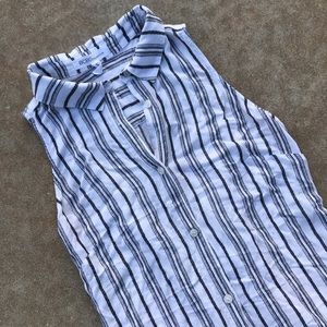 BCBGeneration light weight striped tank top with back lace up tie M